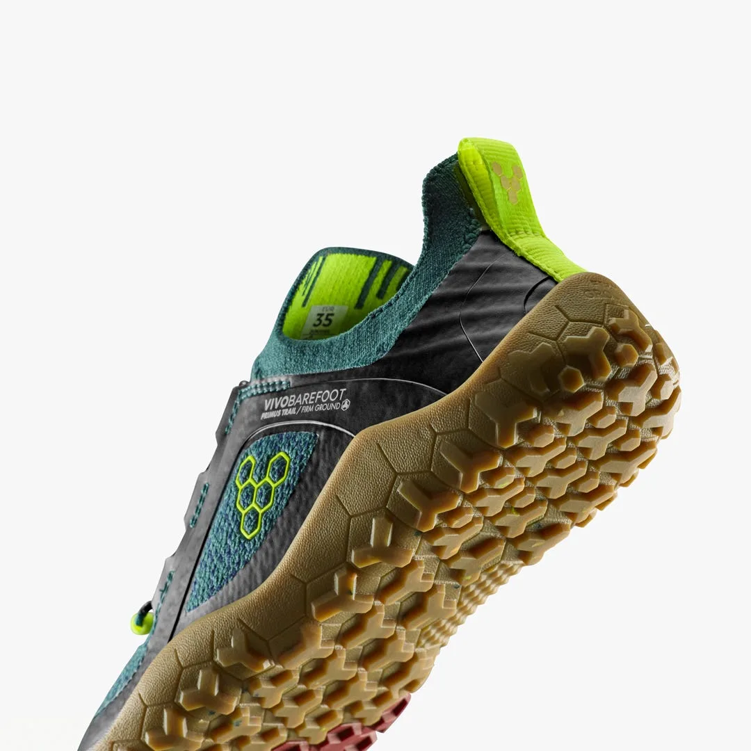Кроссовки Vivobarefoot Primus Trail Knit FG — для подростков, зелёный с лимонным, фото 7