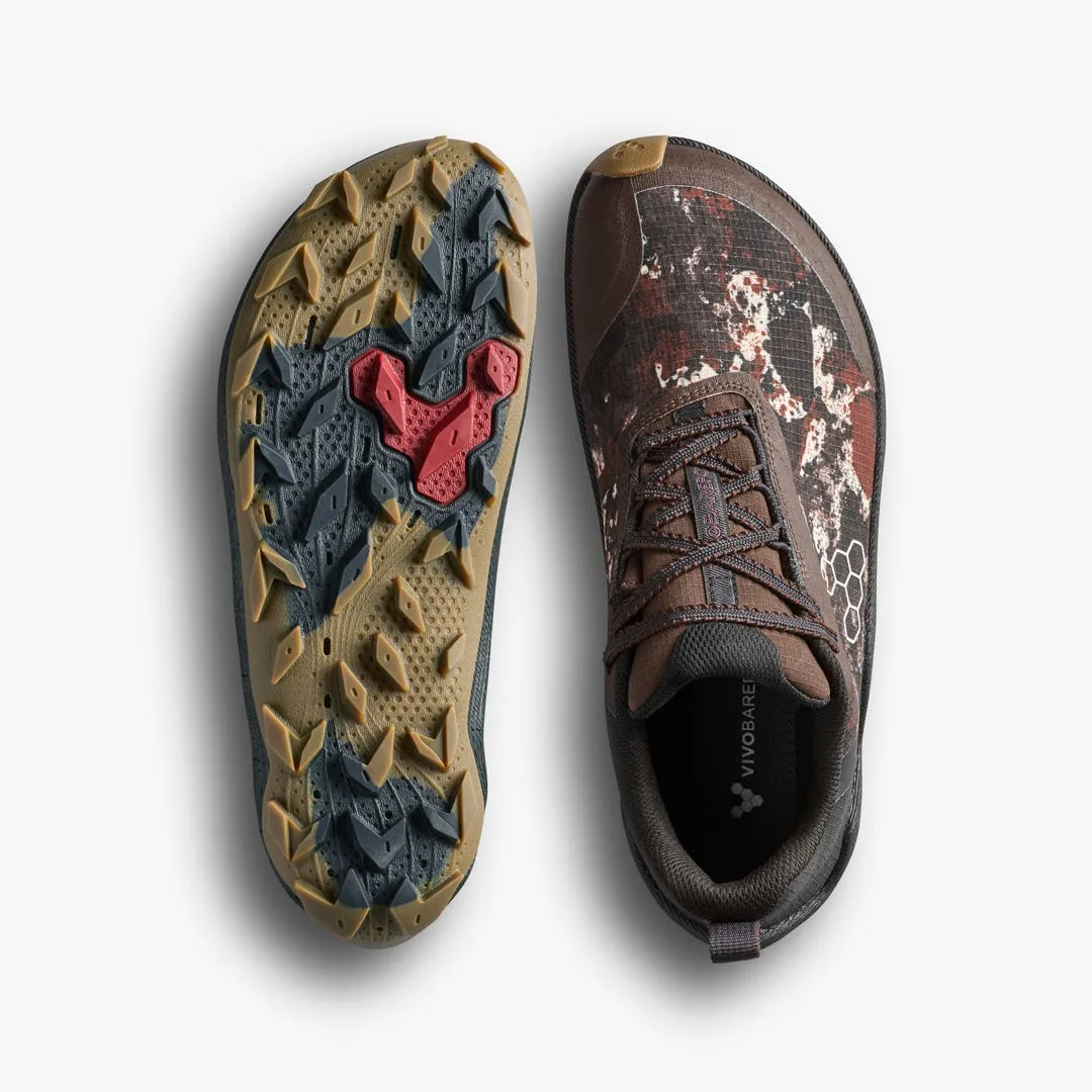 Кроссовки Vivobarefoot Primus Trail Flow Waterproof — женская модель, серо-коричневый с узором, фото 2