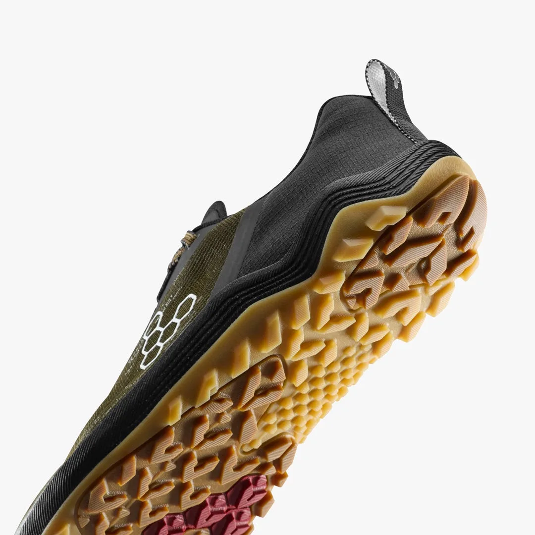 Кроссовки Vivobarefoot Primus Trail Flow — мужская модель, тёмно-оливковый с каучуковой подошвой, фото 7